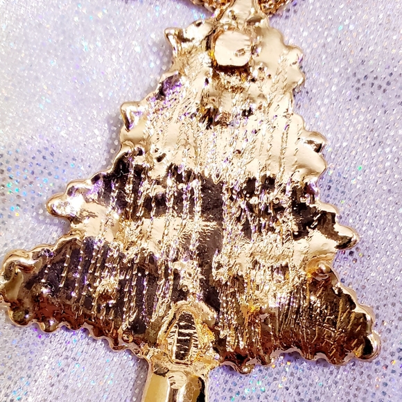 Gold-plated multicolored crystal Christmas tree pendant necklace - Picture 11 of 12